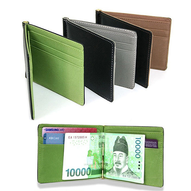 Money Clip Slim - سليم الرجال الجلود المال كليب محافظ