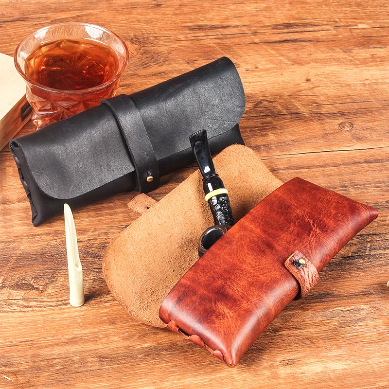 Men'S Accessories Travel Bag - حقيبة جلدية عتيقة لتخزين غليون التبغ،