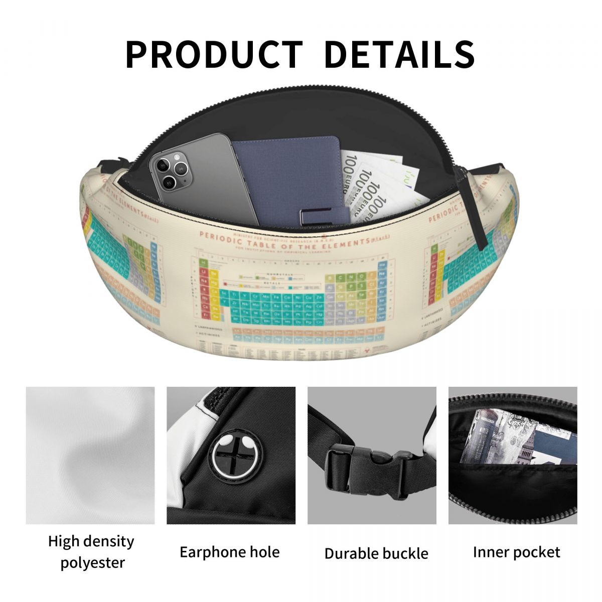 حقيبة خصر بتصميم الجدول الدوري - مراجعة Men'S Accessories Travel Bag وسعره